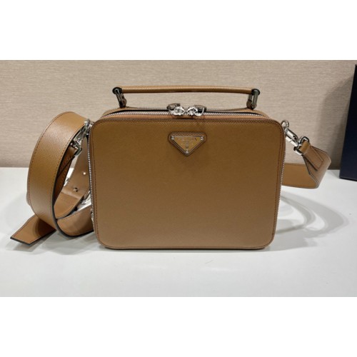 Prada 2VH069 Prada Brique brushed leather bag in Cinnamon Leather