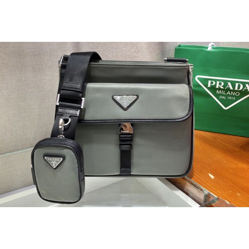 Prada 2VH110 Nylon Cross-Body Bag in Gray Nylon