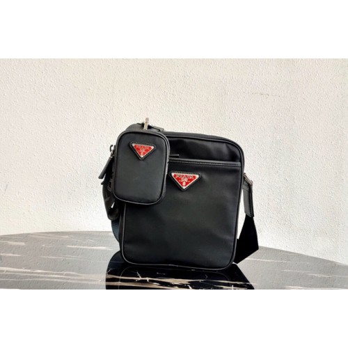 Prada 2VH112 Nylon Cross-Body Bag in Black Nylon