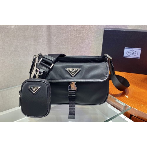 Prada 2VH133 Re-Nylon and Saffiano leather shoulder bag in Black nylon