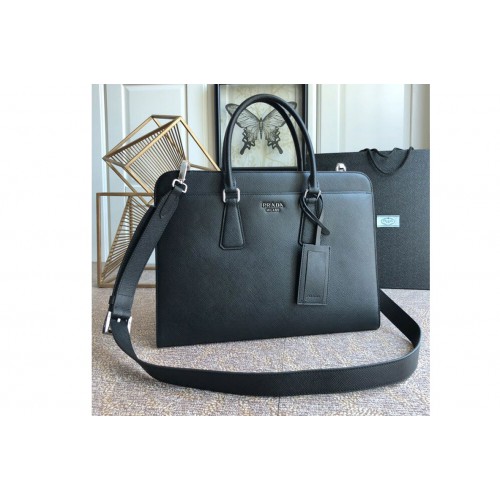 Prada 2VN006 Saffiano leather briefcase Black Saffiano Cuir leather