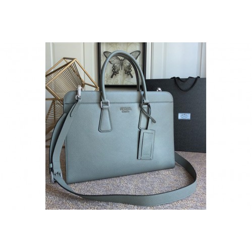 Prada 2VN006 Saffiano leather briefcase Gray Saffiano Cuir leather