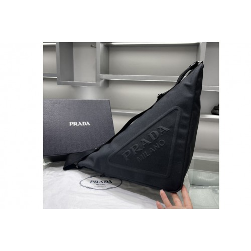 Prada 2VY007 Canvas Prada Triangle bag on Black Fabric