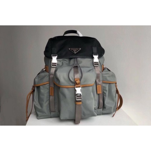 Prada 2VZ074 Nylon Backpack in Black and Gray Technical fabric