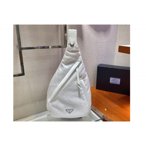 Prada 2VZ092 Re-Nylon and leather backpack in White Nylon
