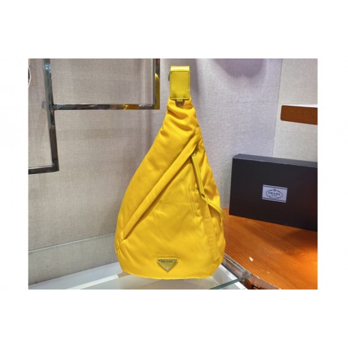 Prada 2VZ092 Re-Nylon and leather backpack in Yellow Nylon