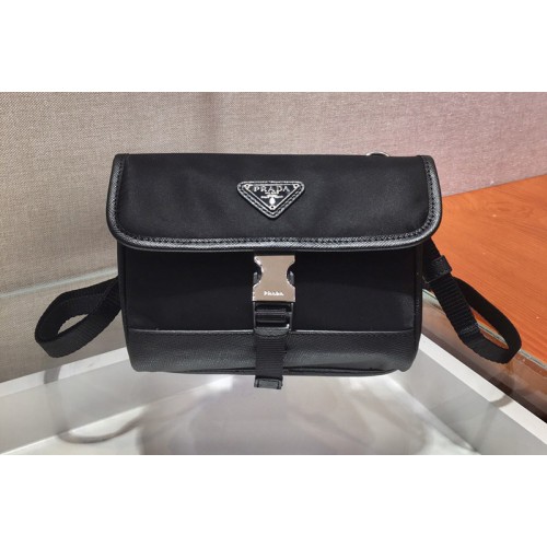Prada 2ZH108 Nylon and Saffiano cellphone case with shoulder strap in Black Nylon