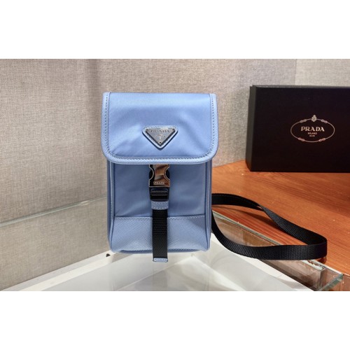 Prada 2ZH109 Nylon and Saffiano Leather Smartphone Case in Blue Nylon