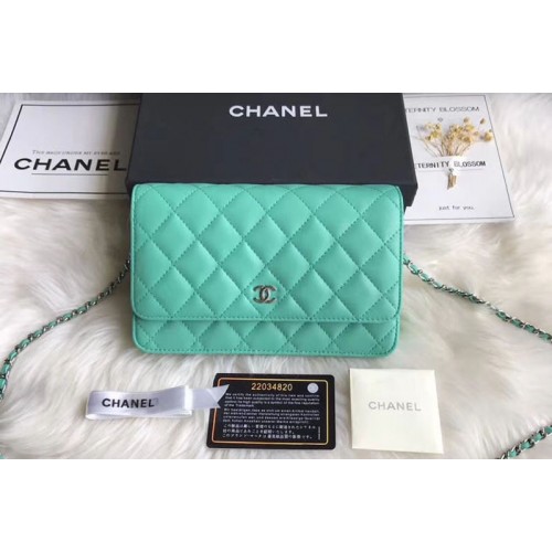 Chanel WOC Original Sheepskin Leather Flap Cross-body bags CF33814 Green Silver Chain