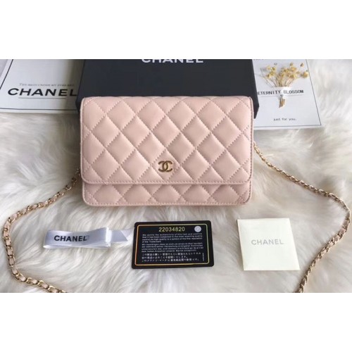 Chanel WOC Original Sheepskin Leather Flap Cross-body bags CF33814 Light Pink Gold Chain
