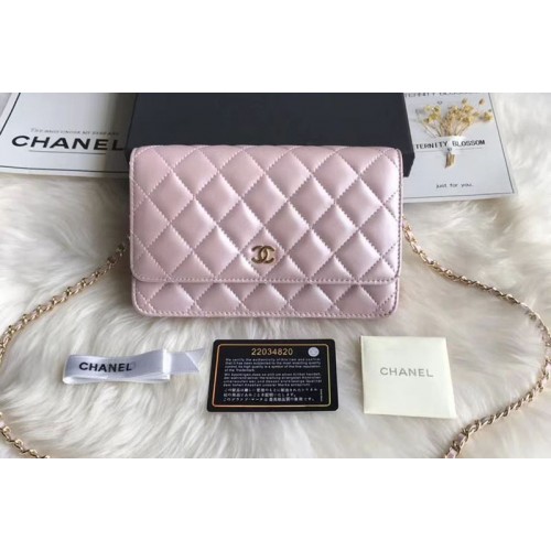 Chanel WOC Original Sheepskin Leather Flap Cross-body bags CF33814 Pink Gold Chain