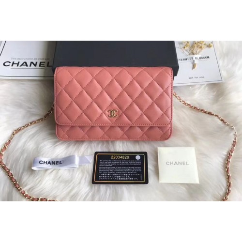Chanel WOC Original Sheepskin Leather Flap Cross-body bags CF33814 Orange Gold Chain