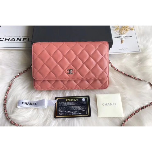 Chanel WOC Original Sheepskin Leather Flap Cross-body bags CF33814 Orange Silver Chain
