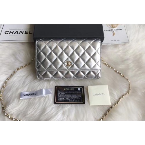 Chanel WOC Original Sheepskin Leather Flap Cross-body bags CF33814 Silver Gold Chain