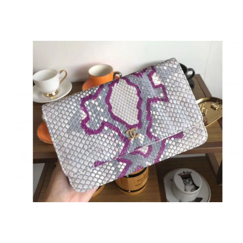 Chanel WOC Original Python Leather Flap Cross-body bags 33814 Grey/Purple