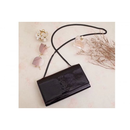 YSL Classic Medium Monogram Chain Satchel Bag Black Leather Black Chian