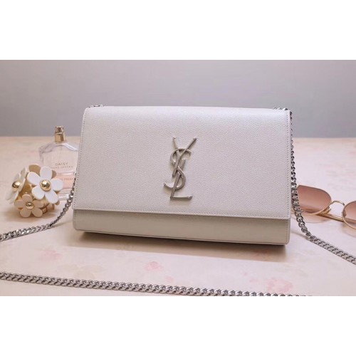 YSL Kate Tassel Chain Bag White Calf Leather