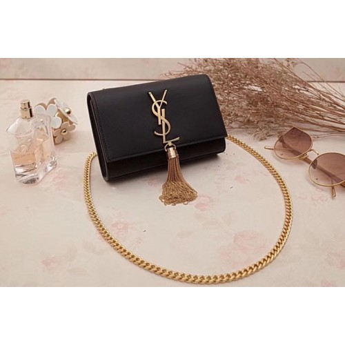 YSL Classic Small Monogram Chain Satchel Bag Black
