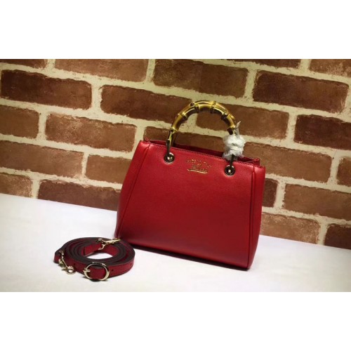 Gucci Bamboo Shopper mini Leather Top Handle Bags Red