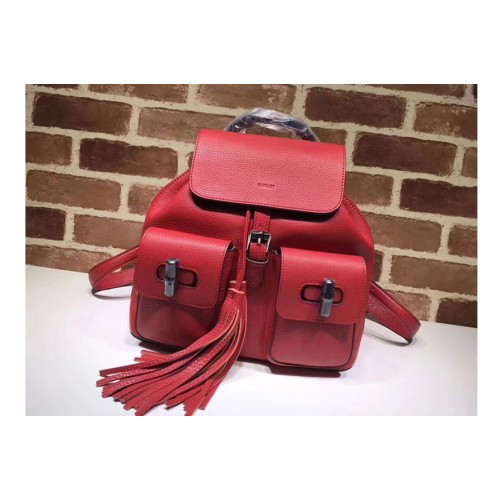 Gucci Bamboo Leather Backpack Red