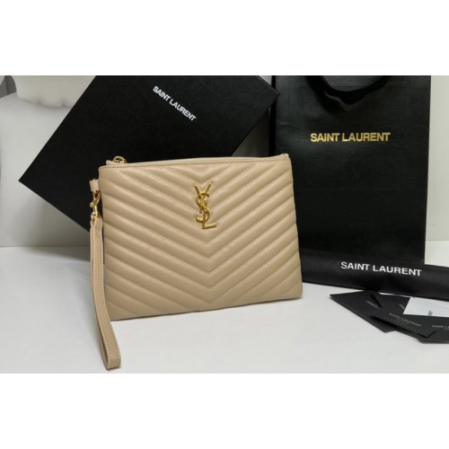 YSL Monogram A5 Pouch Bags In Beige Matelasse Leather