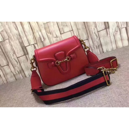 Gucci Lady Web Hand-Stained Leather Shoulder Bag Red