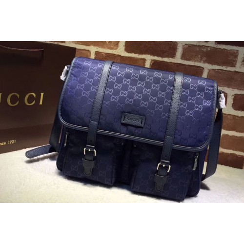Gucci Nylon Guccissima Light Messenger Bags Blue