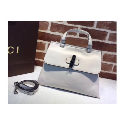 Gucci Bamboo Daily Leather Top Handle Bags White