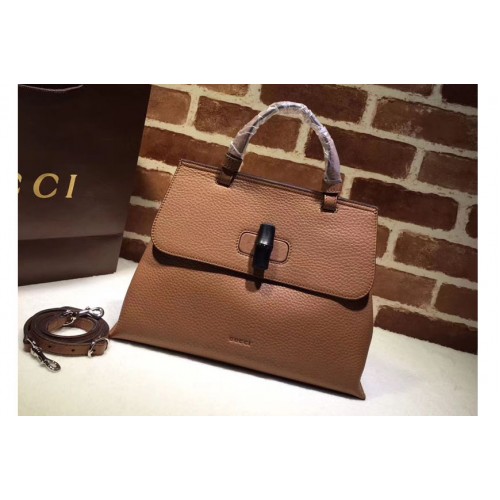 Gucci Bamboo Daily Leather Top Handle Bags Brown
