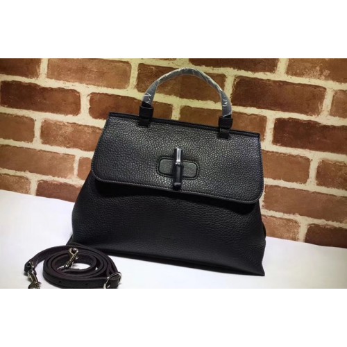 Gucci Bamboo Daily Leather Top Handle Bags Black