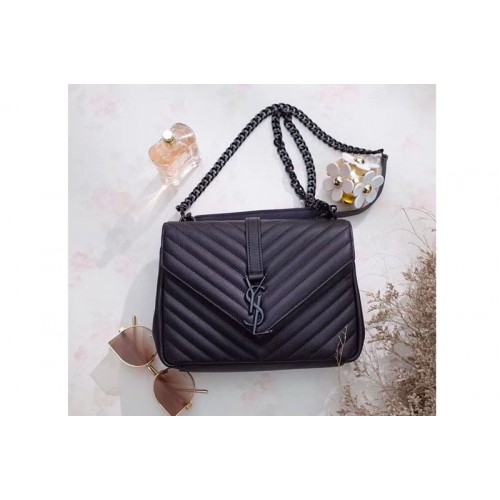 YSL Classic Medium Monogram College Bags Black Leather Black Chain