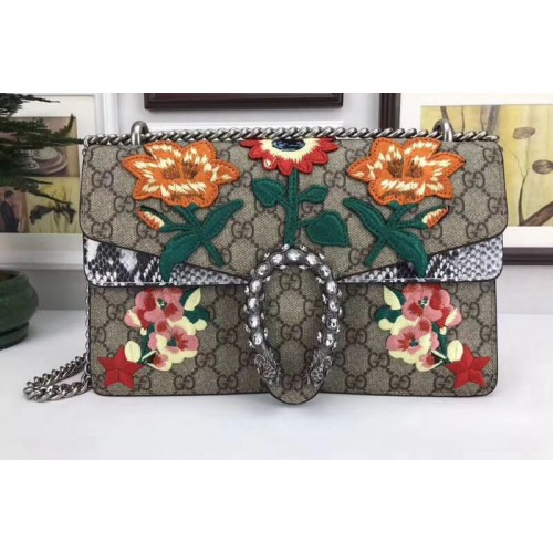 Gucci 400249B Dionysus Blossom Supreme Canvas Shoulder Bag