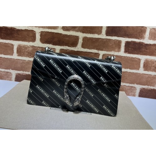 Gucci The Hacker Project small Dionysus bag in Black Balenciaga print black leather