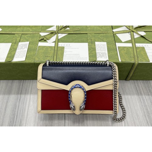 Gucci Dionysus small shoulder bag in Black Red White grainy leather