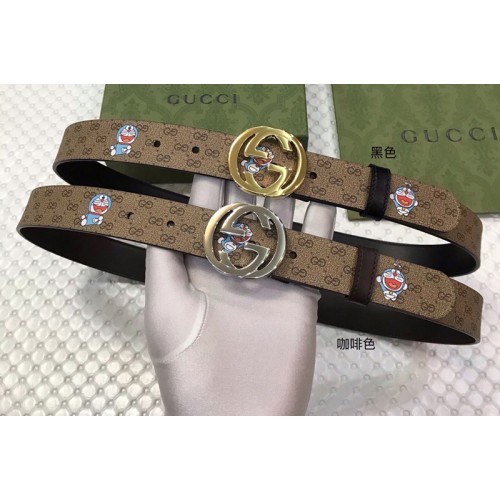 Gucci Doraemon x Gucci 30mm Belt Supreme canvas Black Coffee Leather