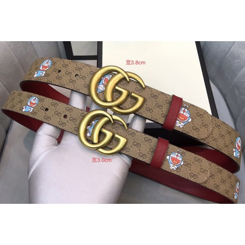 Gucci Doraemon x Gucci 38mm Belt Supreme canvas Black Coffee Leather