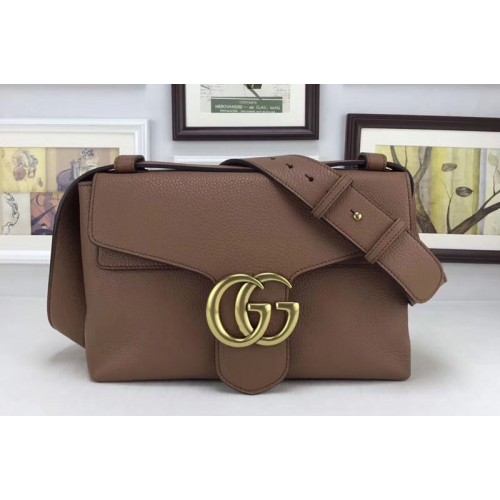 Gucci Marmont Leather Shoulder Bag Brown
