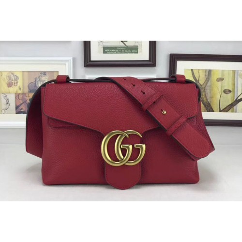 Gucci Marmont Leather Shoulder Bag Red