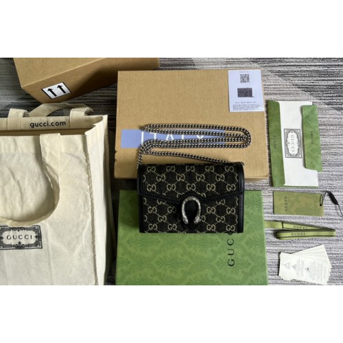 Gucci Dionysus mini chain bag in Black and ivory denim jacquard