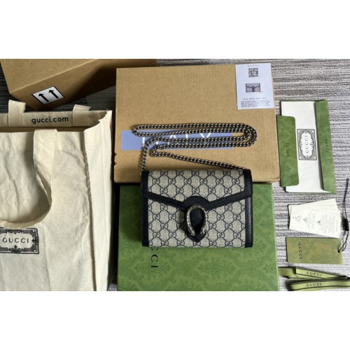 Gucci Dionysus chain wallet in Beige and blue Supreme canvas
