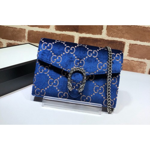 Gucci Dionysus mini leather chain bag in Blue velvet
