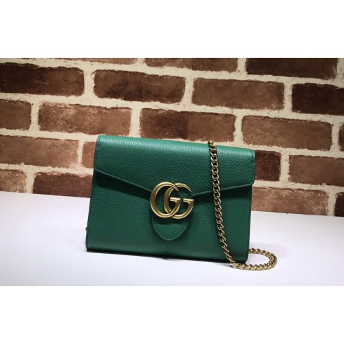 Gucci Marmont leather mini chain bag Green Leather