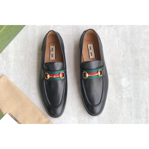 Gucci Jordaan leather loafer on Black Leather