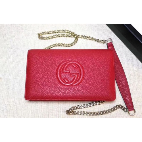 Gucci Soho Leather Mini Chain Bag Red