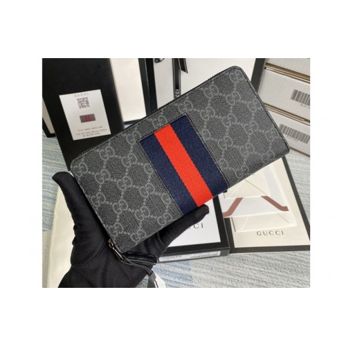Gucci Supreme Web zip around wallet in Black grey Supreme canvas