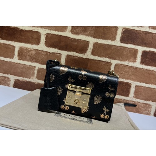 Gucci Padlock small berry shoulder bag in Black Leather
