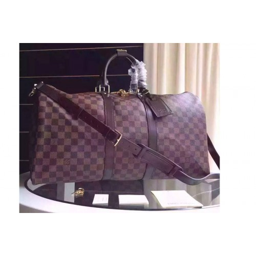 Louis Vuitton N41414 Keepall Bandoulière 55 Bag in Damier Ebene Canvas