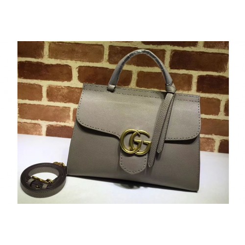 Gucci Marmont Leather Top Handle Bag Grey
