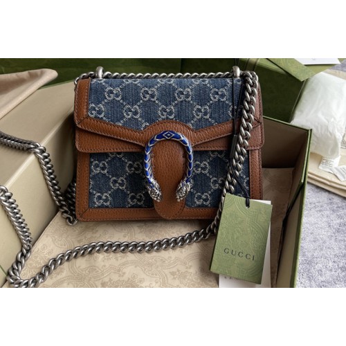 Gucci Dionysus mini bag in Dark blue and ivory jacquard denim