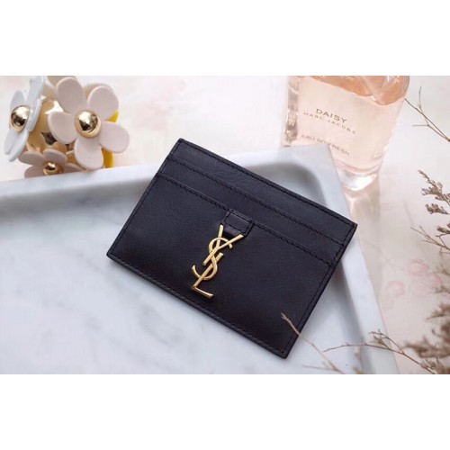 YSL Credit Card Case In Black Leather